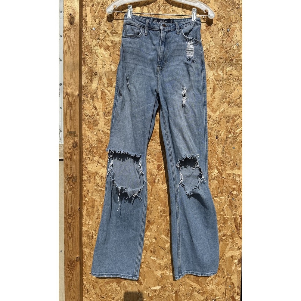 Hollister Ultra High Rise Dad‎ Jeans VTG Stretch Ripped Destroyed Hobo 23 X 31